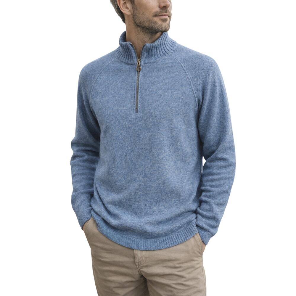 Pendleton Men’s Lambswool 1/4 Zip Sweater Large Blue Pullover Made in USA